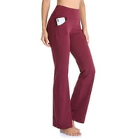 Relanfenk Ženske joge hlače Visoko struk bageri ravne noge Sportske pantalone pantalone sa džepom za