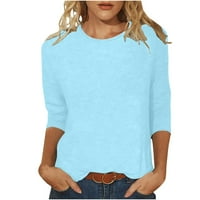 Ylioge Fall majice za žene, ženske dužine rukava na vrhu casual labave čvrste boje okruglog bluza plus