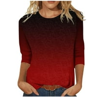 Homodles Ženska majica s dugim rukavima - Ležerna Crewneck tiskani vrhovi crvene veličine 5xl