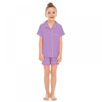 Dječja djevojka za spavanje saten majica kratkih rukava i kratke hlače Padžama postavljena 5- godina