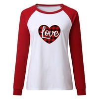 PXIAKGY Bluze za žene Ženska Valentinovo za Valentinovo ješena dugih rukava za bluzu majicu crvena +