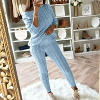 Qolati odijelo za ženske ležerne džemper vrhove i salonske hlače trenerke Pleteni pajama Lounge setovi