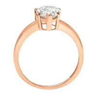 2. CT sjajan krug Clear Clear Simulirani dijamant 18k ružičasto zlato pasijans prsten sz 3.75