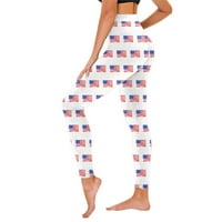 Visoke pantalone za žene za žene Ležerne prilike za neovisnost Američka 4. jula Tajice Hlače za yoga