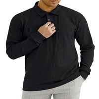 Beiwei Men bluza dugih rukava Dugme dolje polo majica Redovna fit majica MENS pulover rever vrat casual