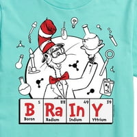 Mačka u šeširu - brainy - mušku grafičku majicu kratkih rukava