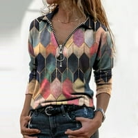 Košulja modne žene rever geometrijski print patentni zatvarač dugih rukava Ležerna majica TOP pokloni