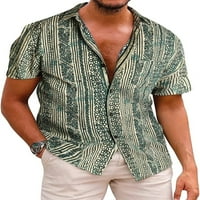 CAPREZE MENS Ljetne košulje Gumb Up Tops Lapel majica Casual bluza Majica kratkih rukava Style-i 2xl