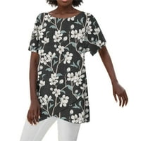 Fabiurt bluza za žene Žene Ljeto Ležerne prilike Udobni blok u boji Print Okrugli vrat Majica kratkih