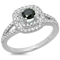 Dazzlingrock kolekcija 0. Carat 14K crno-bijeli dijamantski Split Shank Halo Bridal Ring CT, bijelo