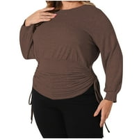 Ženske plus veličine Košulje u boji Ležerne u trendovskom bluzu za vrat kratki rukav labavi fit lagane