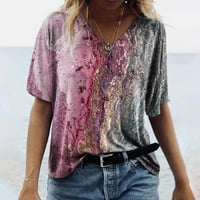 Ženski povremeni V-izrez na vrhu kratkih rukava majica tiskana ljetna majica