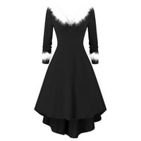 Fall Maxi haljine za žene plus veličine casual božićni plišani panel s dugim rukavima V izrez asimetrična