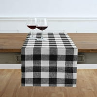 Čisti posteljina Buffalo Provjerite trkač za stol - crno-bijele čekove Prirodna tkanina za ručno izrađeno