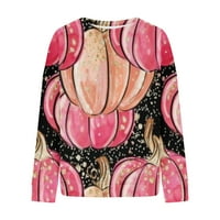 Hueook Dukseri za žene plus veličine modni Halloween Print Šareni pulover Ležerne prilike dugih rukava