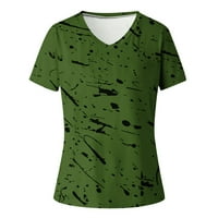 Žene Ljetne vrhove V izrez cvjetne majice Casual majice kratkih rukava Labavi fit trendi ispisani bluze