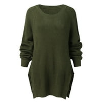 Vedolay Ženski džemperi Ženski jesen vrhovi modni V izrez dugih rukava Pleteni duks, vojska zelena m