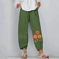 Cleariance ženski modni ljetni casual labavi džep ravno ispis pantalone narandžaste xl