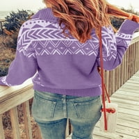Dukseri za kornjače za žene Polovina zatvarača džemper Geometrijski pulover pulover Dugim rukavima Pleteni