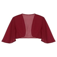 MSEMIS ženske šifonske rukave čista bolero ramena gornja otvorena prednja jakna Cardigan Burgundy XL