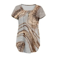 Ženski vrhovi Ljetni casual s kratkih rukava V-izrez Kamuflažna bluza T-majice Siva 3xl