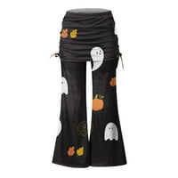 Umitay Ženske pantalone Visoka ženska modna moda Halloween Print casual pantalone za crtanje širokih pantalona za noge