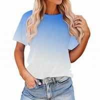Ženska gradijentna majica Summer Casual O-izrez T-majica Pamučni kratki rukav Tip Dye Ispis Dame DailyAwer