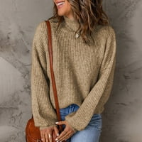 Anuirheih Turtleneck Pletene džempere za žene Loop Fit casure pulover pleteni dugi rukav čvrsti džemperi