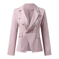 Ženska plus veličina svilena satenska jakna Svečana kardigana džepova Radni ured za odijelo ružičasto