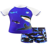 Dječaci dva set kupaćih kostimih kupanja i vrhovi kratkih rukava kupaći kostimi s morskim psima kupaćim