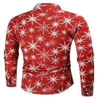 Glonme Snowflake tiskani Xmas bluza za muškarce Soft Festival vrhovi Slim Fit s dugim rukavima božićne