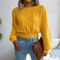 Džemper za žene casual prevelizirani posadni sa dugih rukava izrez pulover solidne boje