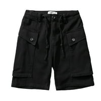 Guvpev muške ljetne trendne modne vezene casual pantalone minimalizma čipke teretnih kratkih hlača - crni xxxxxl