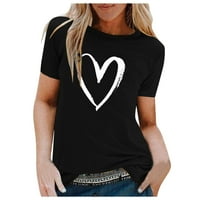 Ljetni vrhovi za ženske košulje za srce za žene kratki rukav vrhovi crne grafičke težetke Slim Fit izlaska