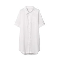 Lopecy-Stare casual haljine košulje za žene za žene kratki rukav ljetni bijeli - l