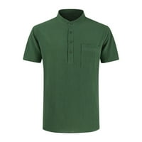 Muška majica Zeleni vrhovi za muškarce Muška pamučna i konoplja Majica Modni casual dugme Pocket kratkih