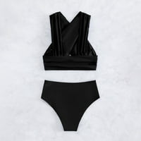 U ženskoj čvrstoj boji Halter vrat okupili su dva kupaći kostim bikinija