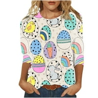 Zunfeo dame vrhovi i bluze - posada vrata s rukavima pulover tiskani uskrsni pokloni Fashion Comfy vrhovi