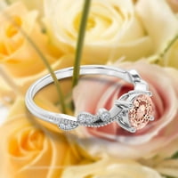 Dazzling Boho & Hippie 1. Carat Round Cut morgatit i dijamantski moissan klasični nadahnuti zaručnički prsten, jedinstveni vjenčani prsten za uvijanje u srebru s 18k bijelim pozlaćenjem