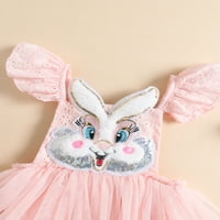 Xkwyshop Baby Girls Uskršnje rubne haljine bez rukava 3D Bunny čipka Princess Tutu haljina jednodijelna