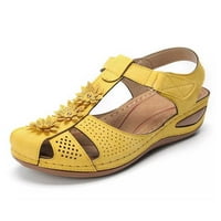 Klinovi sandale za ženske nožne površine Ležerne prilike, uskim pješačkim pješačkim klizačkim sandalama # žuta