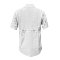 Moonker ženski vrhovi Dressy Casual Solid Boja kratki rukav, Ležerne majice Bijela bluza V vrat