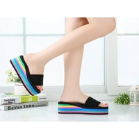 Bellella Dame Wedge Sandale Slip na platformi Sandal Color Block Ljeto Podesi lagane cipele Plaža Plaža Kupatilo cipele cipele Crno 5.5