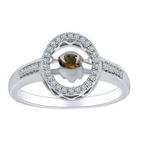Karat Marquise oblik ples Brown & White Prirodni dijamant Halo prsten u 10K čvrstom bijelom zlatnom