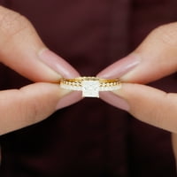 Princess Cut Solitaire Moissanitni prsten, dizajnerski zaručni prsten, 14k žuto zlato, US 4.50