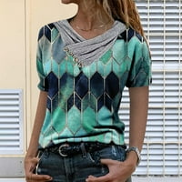 Casual ženske kratke rukave kratkih rukava vrhovi vintage V izrez Geometrijski uzorak majica