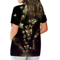 GDFUN Ljetni vrhovi Ženska majica kratkih rukava Plus veličina Majica Flower Ispiši ležerne vrhove