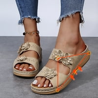 AMLBB Womens Sandale Sandale Summer Solid Boja Udobna izdubljena klina Cvijeće Sandale Ležerne papuče