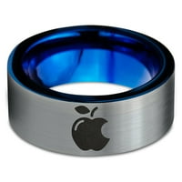 Tungsten Sweet Apple ugžnjeni band prsten za muškarce Žene Udobne cipele Plavo ravni rez brušeni sivi polirani