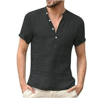 Cleance ispod $ Charella majica kratkih rukava za muškarce Ljetna casual modna posteljina majica Retro